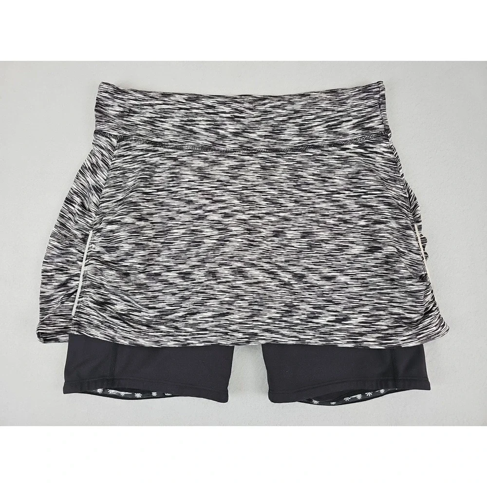 Athleta‎ Skort Women's Small Contender 2-in-1 Skirt Gray Black Space Dye 268536